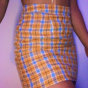 Forever 21 Yellow x Blue Plaid Mini Skirt